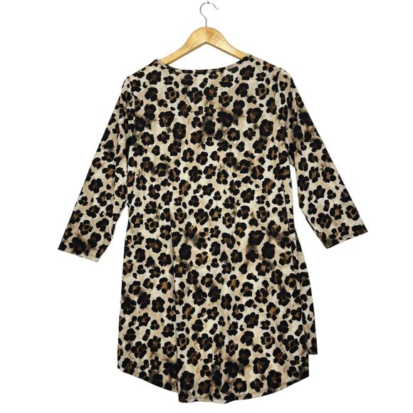 Cato Leopard Print Tunic Top - Black and Brown - Picture 2 of 11